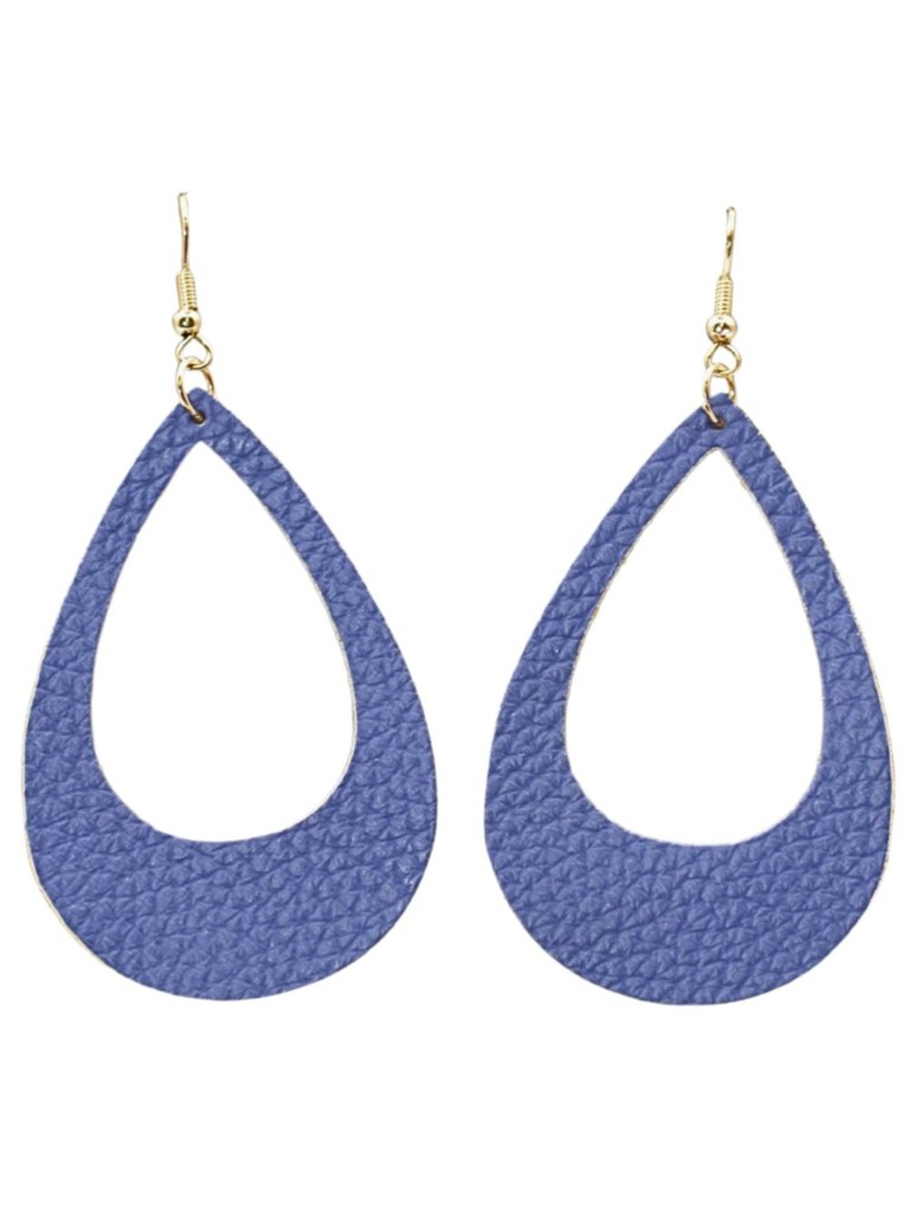 Whilowe Designs Earth-Kissed Blue Leather Teardrop Earrings with Gold tone Posts